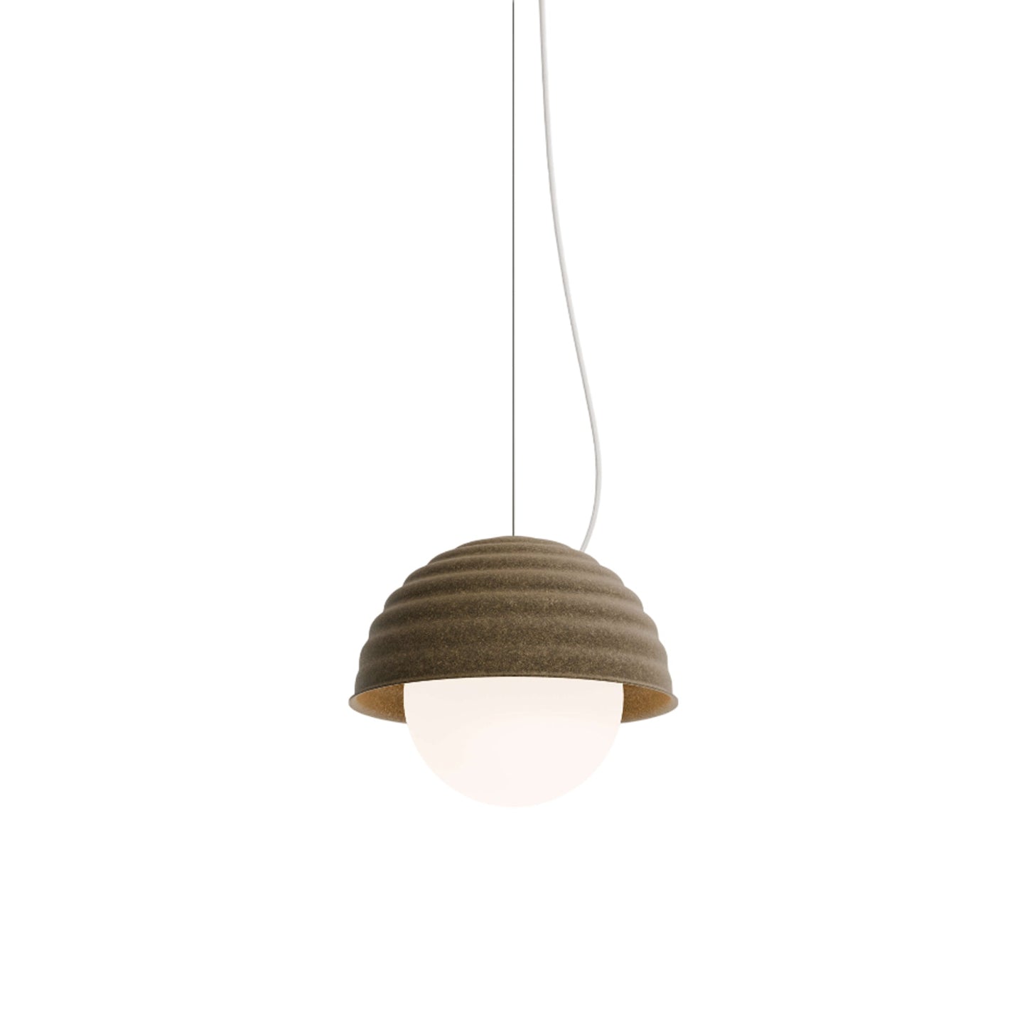 Bon LED Pendant Light in Olive Green Felt (Small).