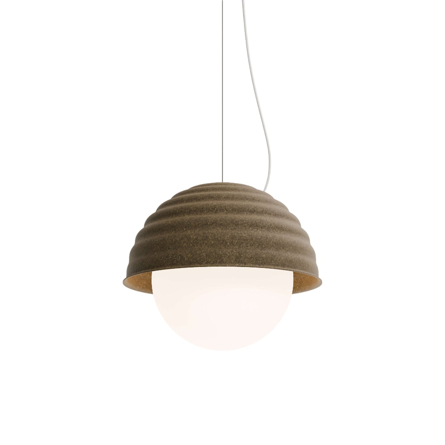 Bon LED Pendant Light in Olive Green Felt (Large).