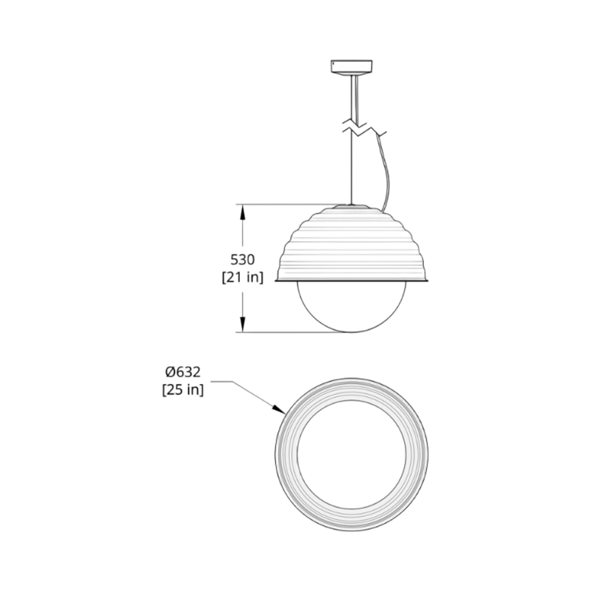 Bon LED Pendant Light - line drawing.