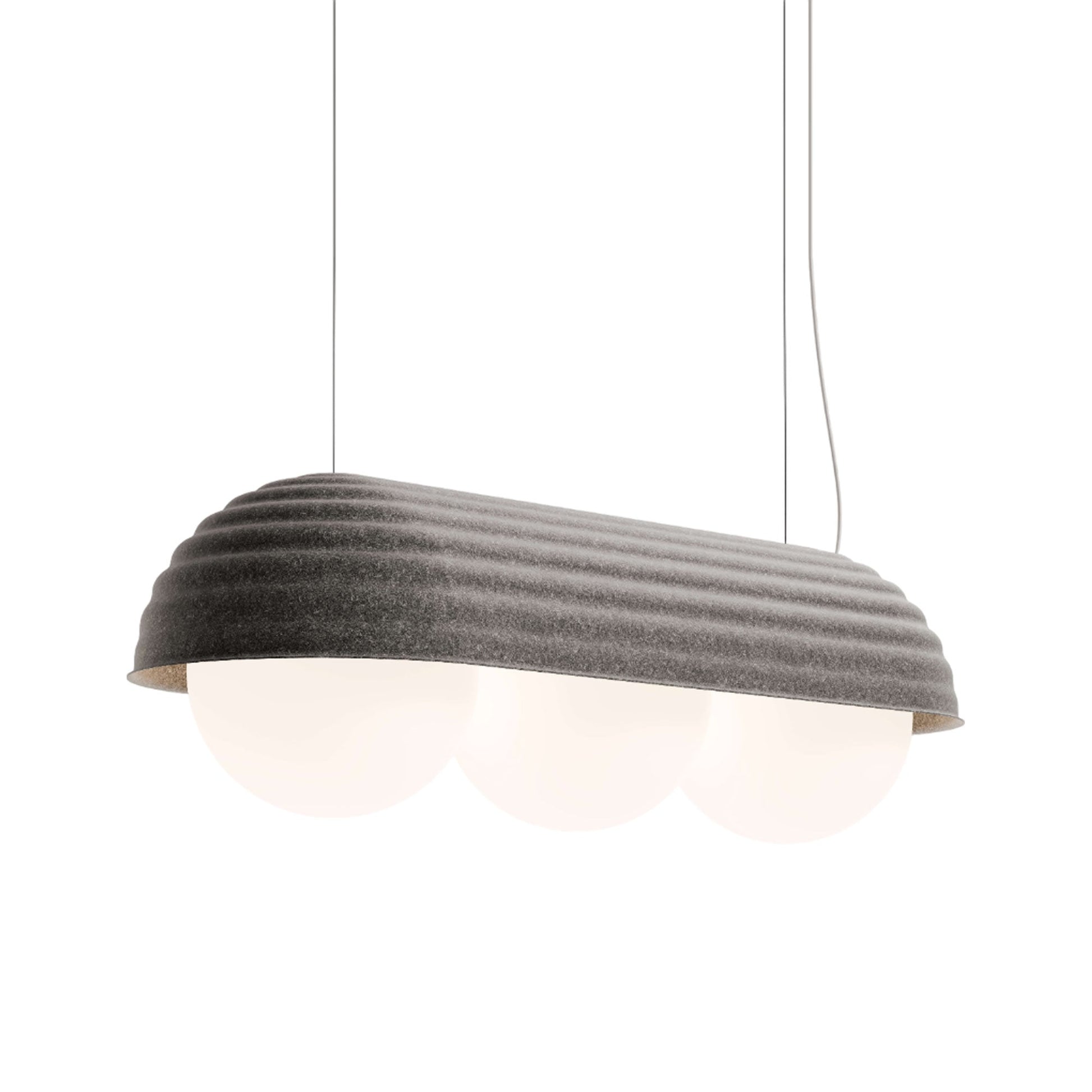 Bon Linear LED Pendant Light in Grey Felt/White.
