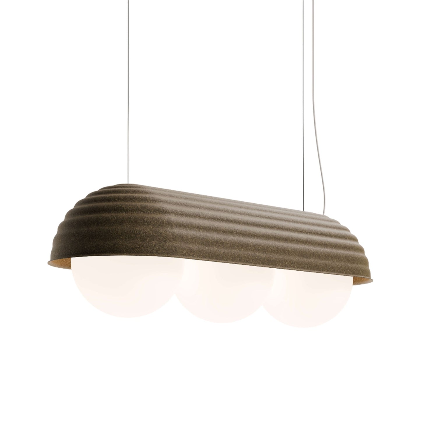 Bon Linear LED Pendant Light in Olive Green Felt/White.