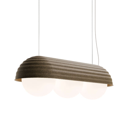 Bon Linear LED Pendant Light in Olive Green Felt/White.