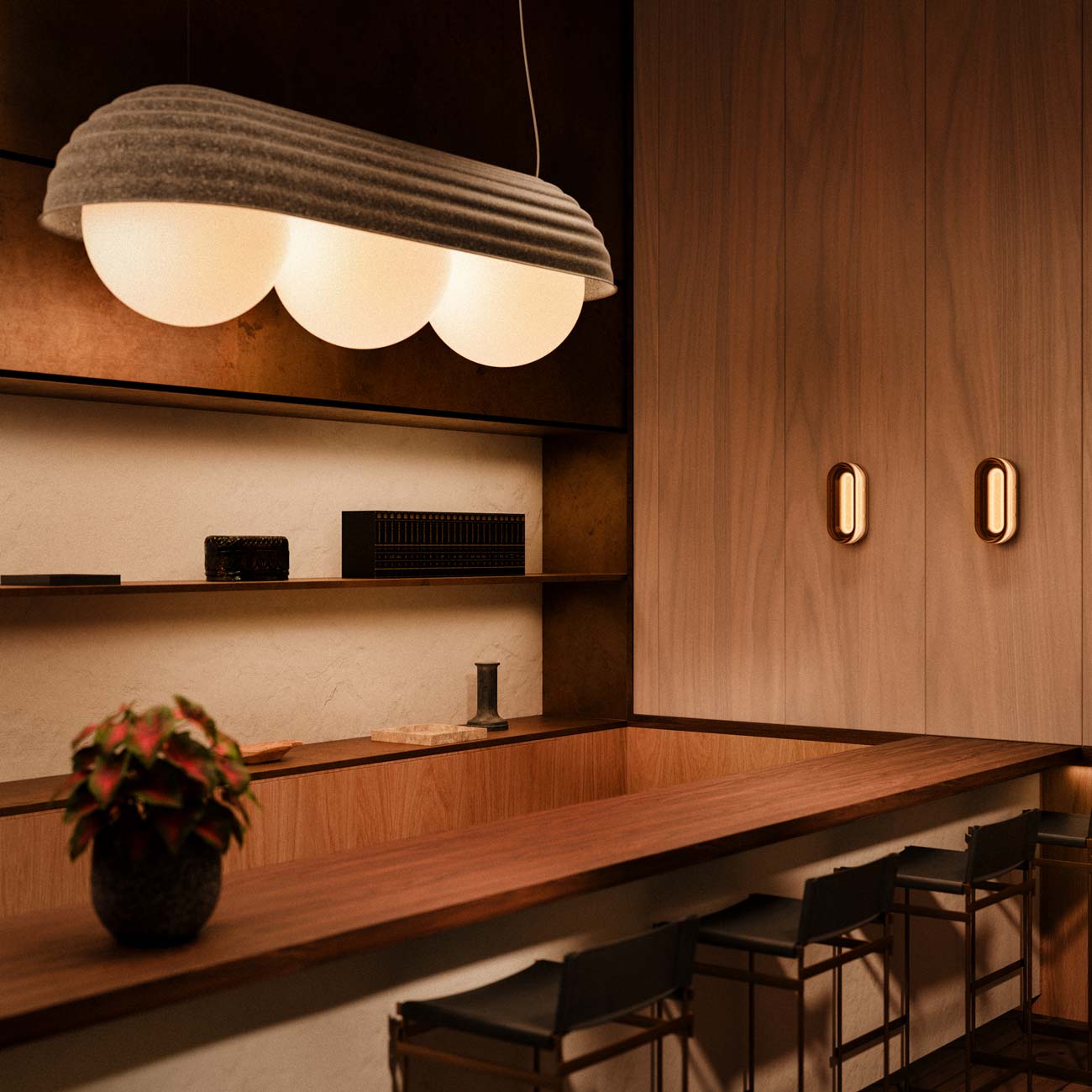 Bon Linear LED Pendant Light in living room.