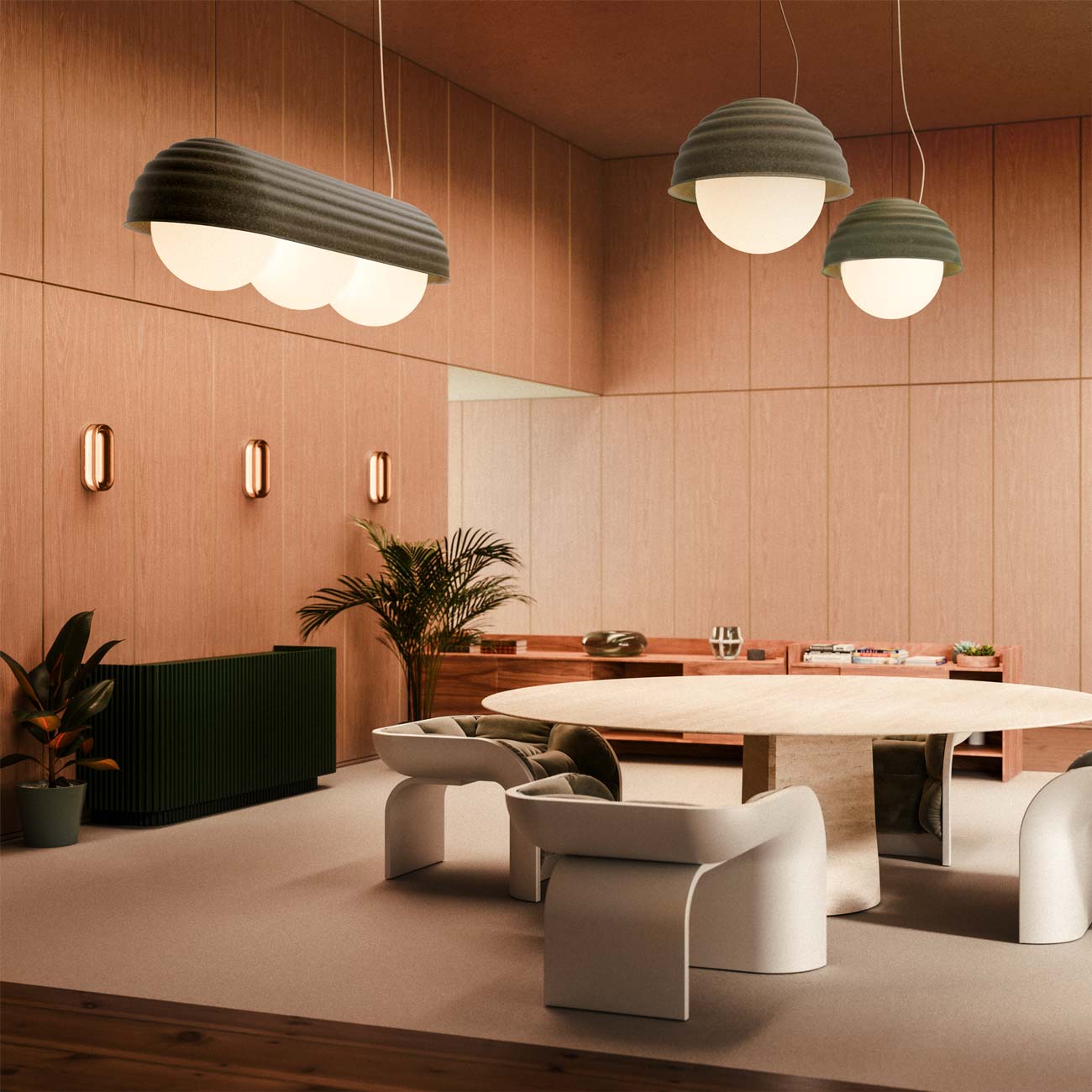 Bon Linear LED Pendant Light in living room.