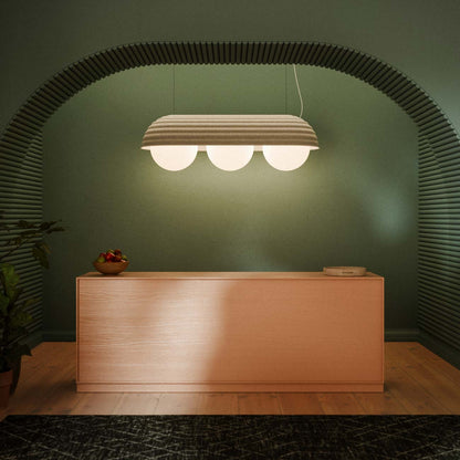 Bon Linear LED Pendant Light in living room.