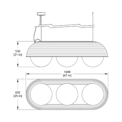 Bon Linear LED Pendant Light - line drawing.