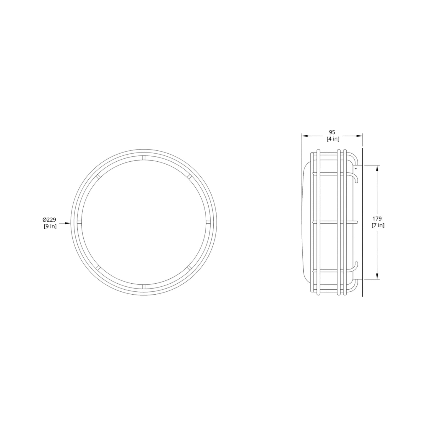 Cape LED Flush Mount Ceiling Light - line drawing.