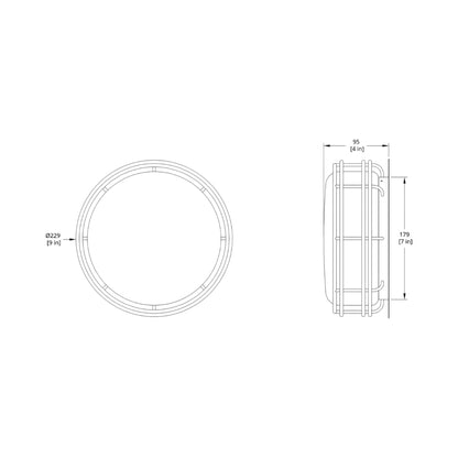Cape LED Wall Light - line drawing.