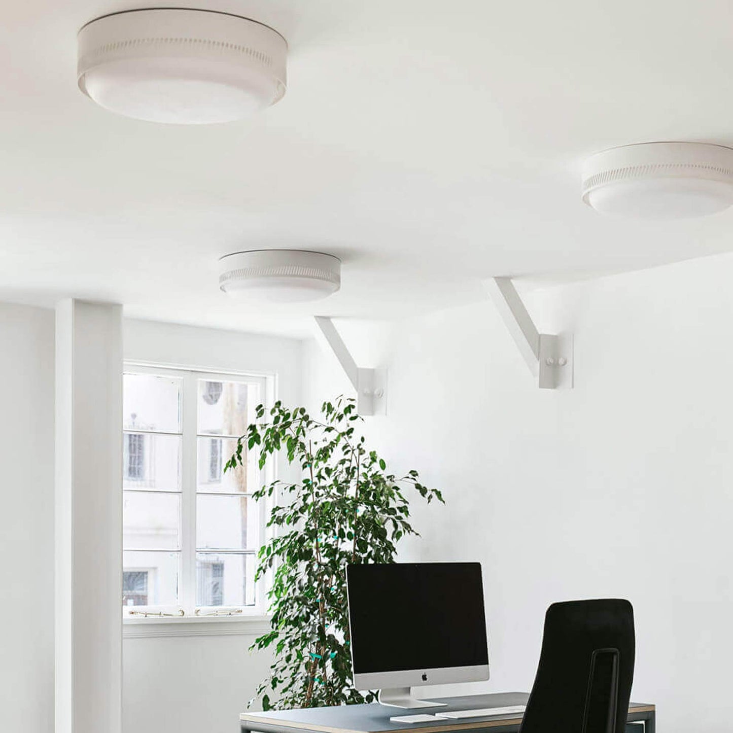 Centro LED Flush Mount Ceiling Light in office.