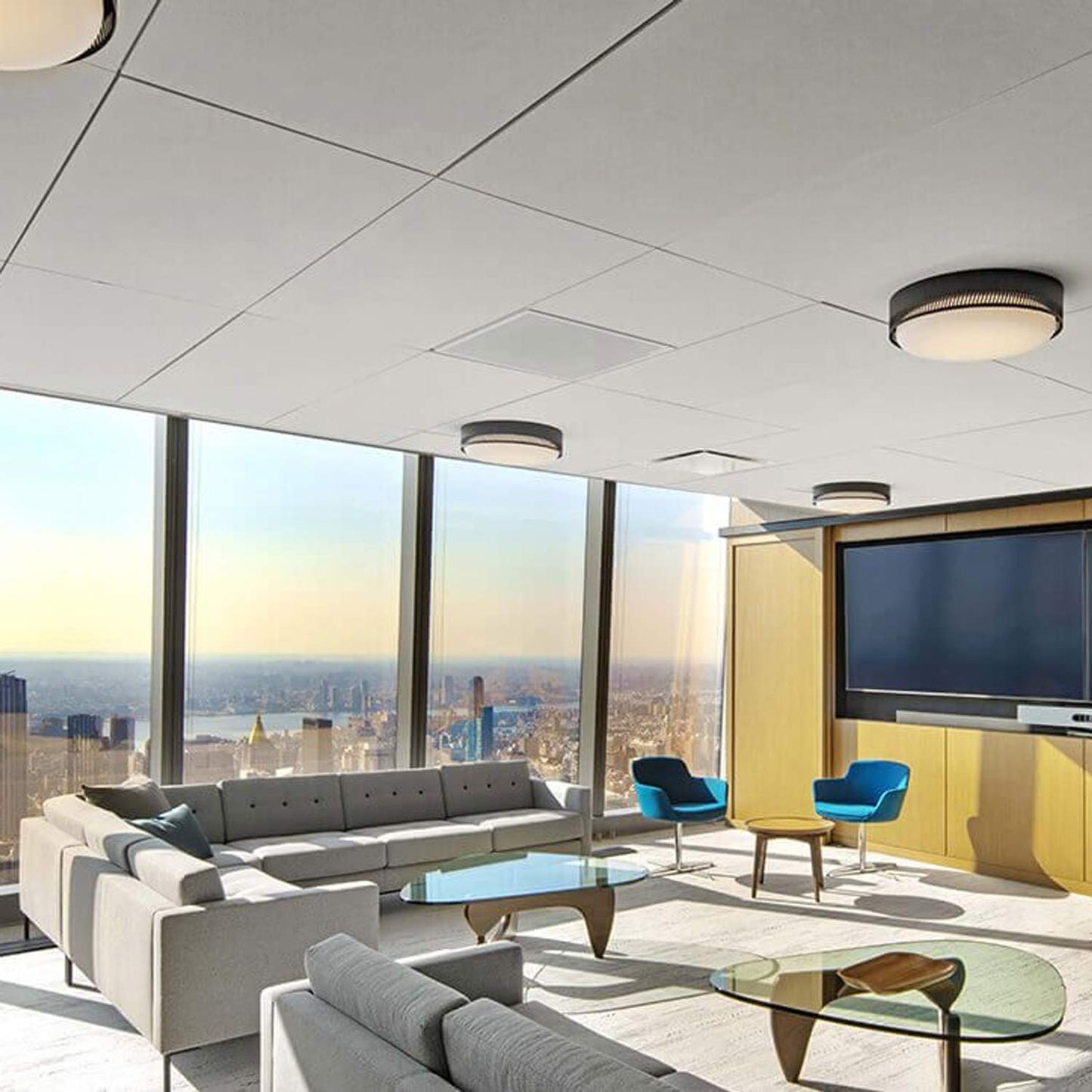 Centro LED Flush Mount Ceiling Light in living room.