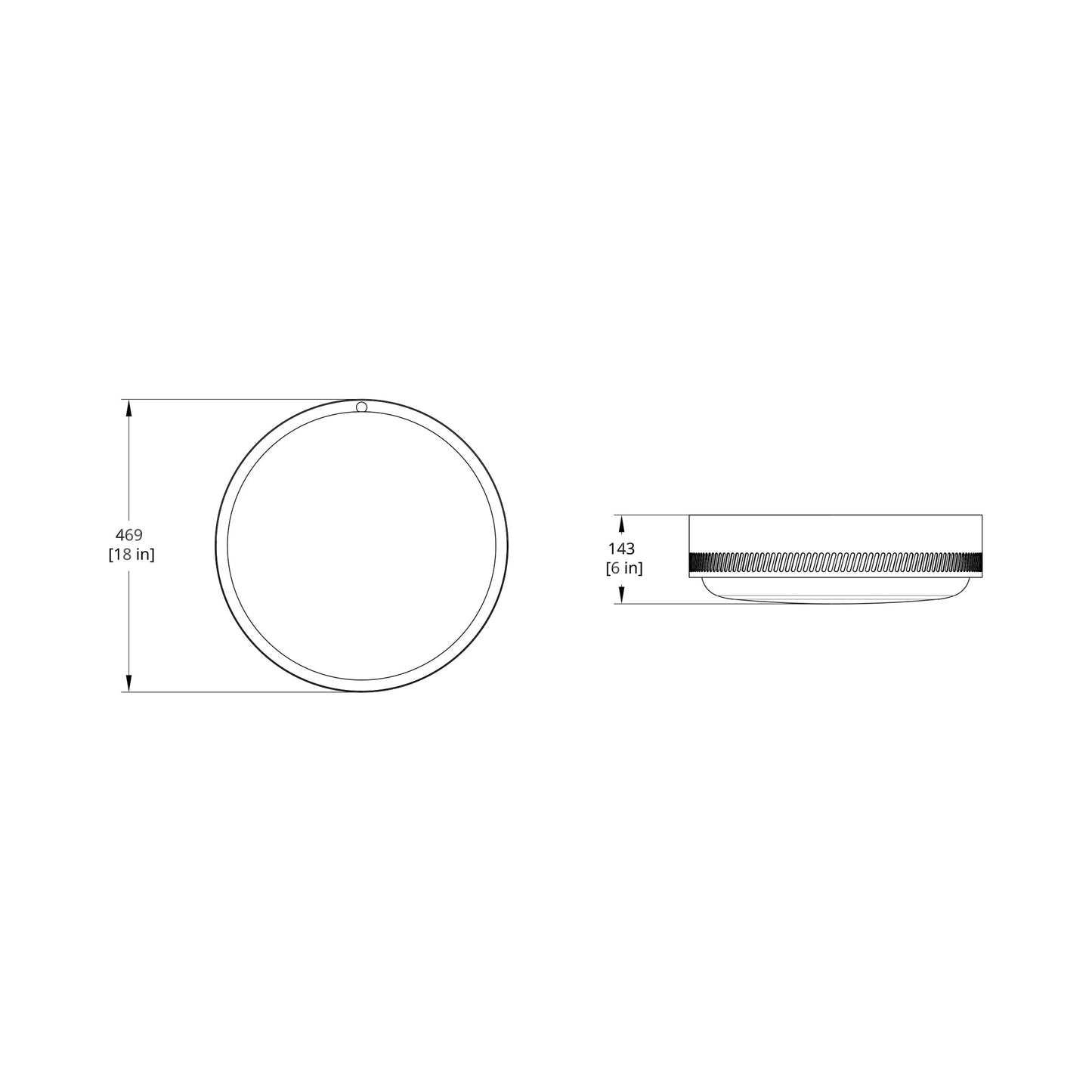 Centro LED Flush Mount Ceiling Light - line drawing.