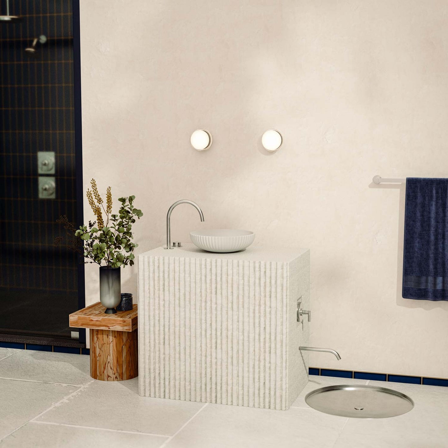 Copia LED Wall Light in bathroom.
