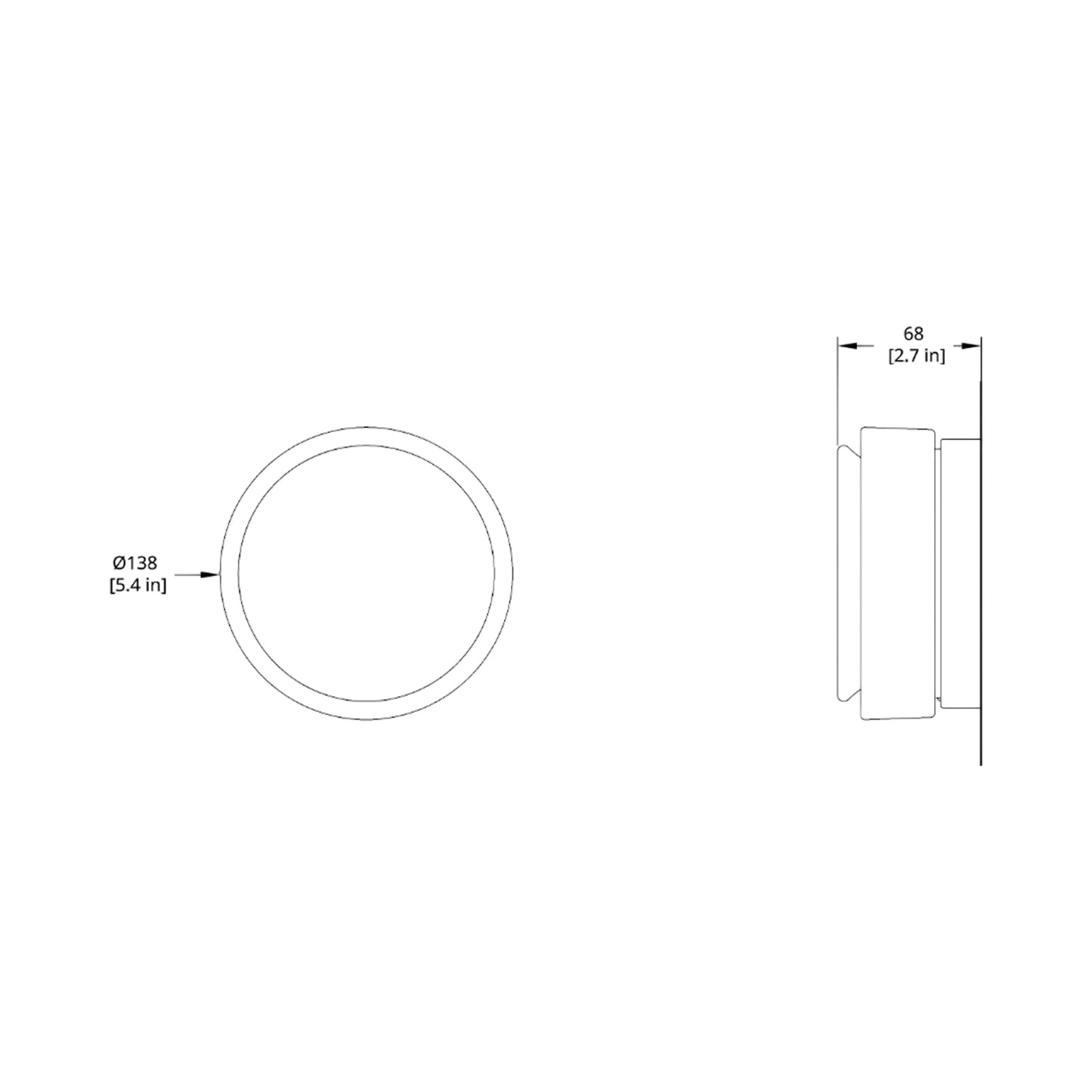 Copia LED Wall Light - line drawing.