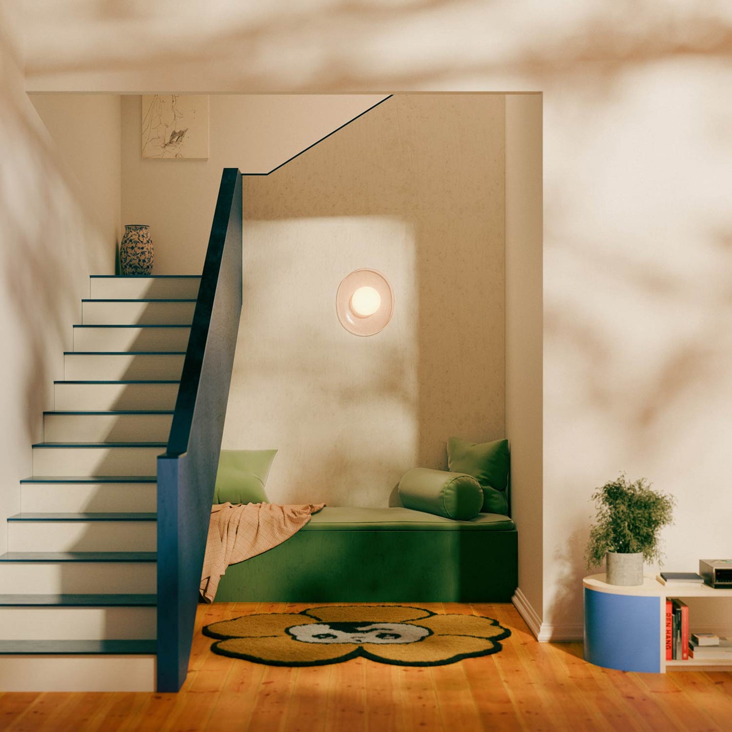 Crepe LED Wall Light in living room.