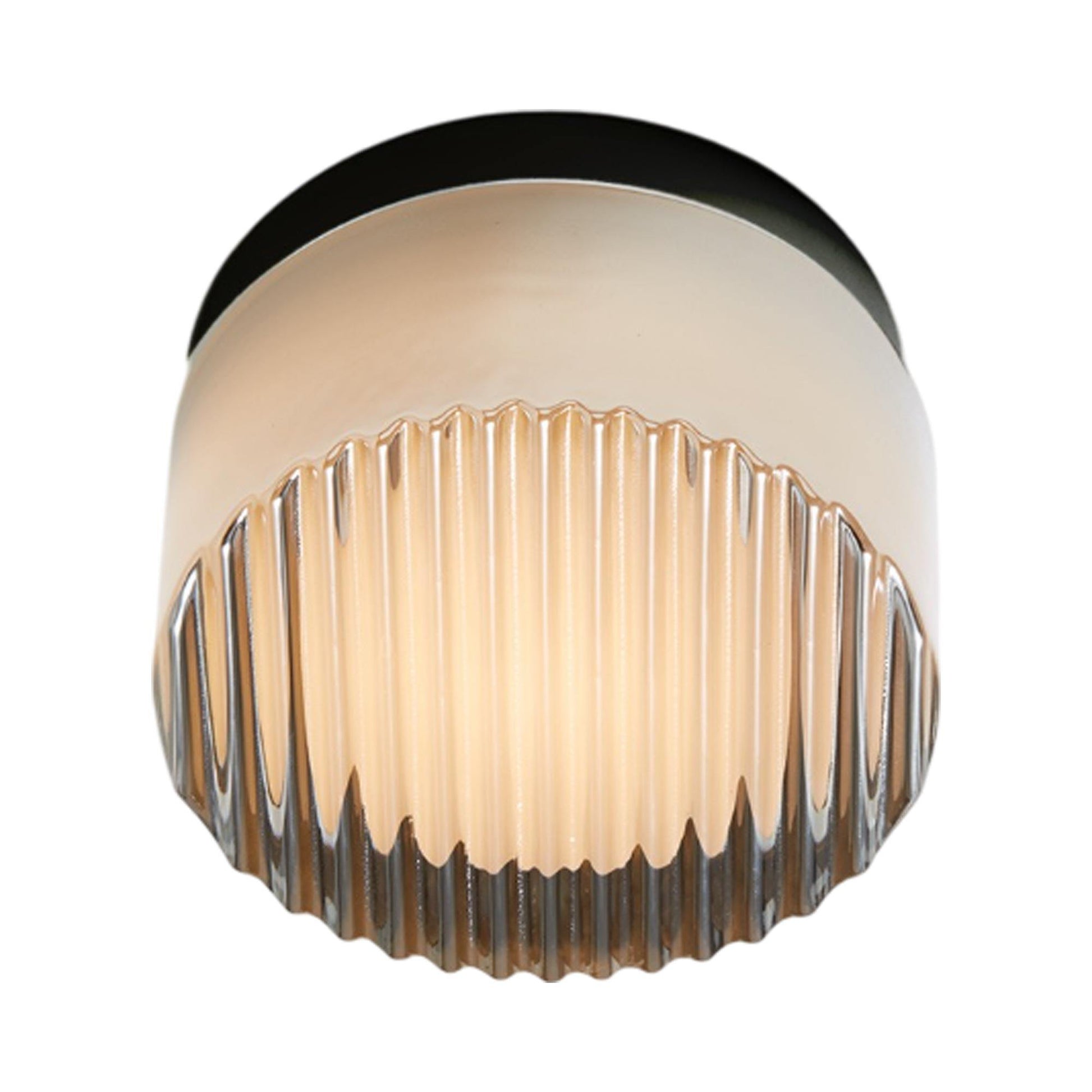Crisp LED Flush Mount Ceiling Light in Chrome/Black Anodized.