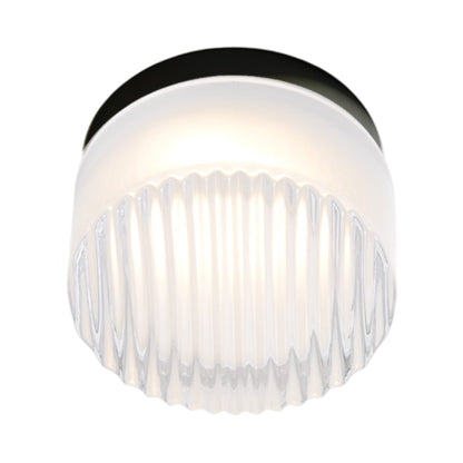 Crisp LED Flush Mount Ceiling Light in Frosted/Black Anodized.