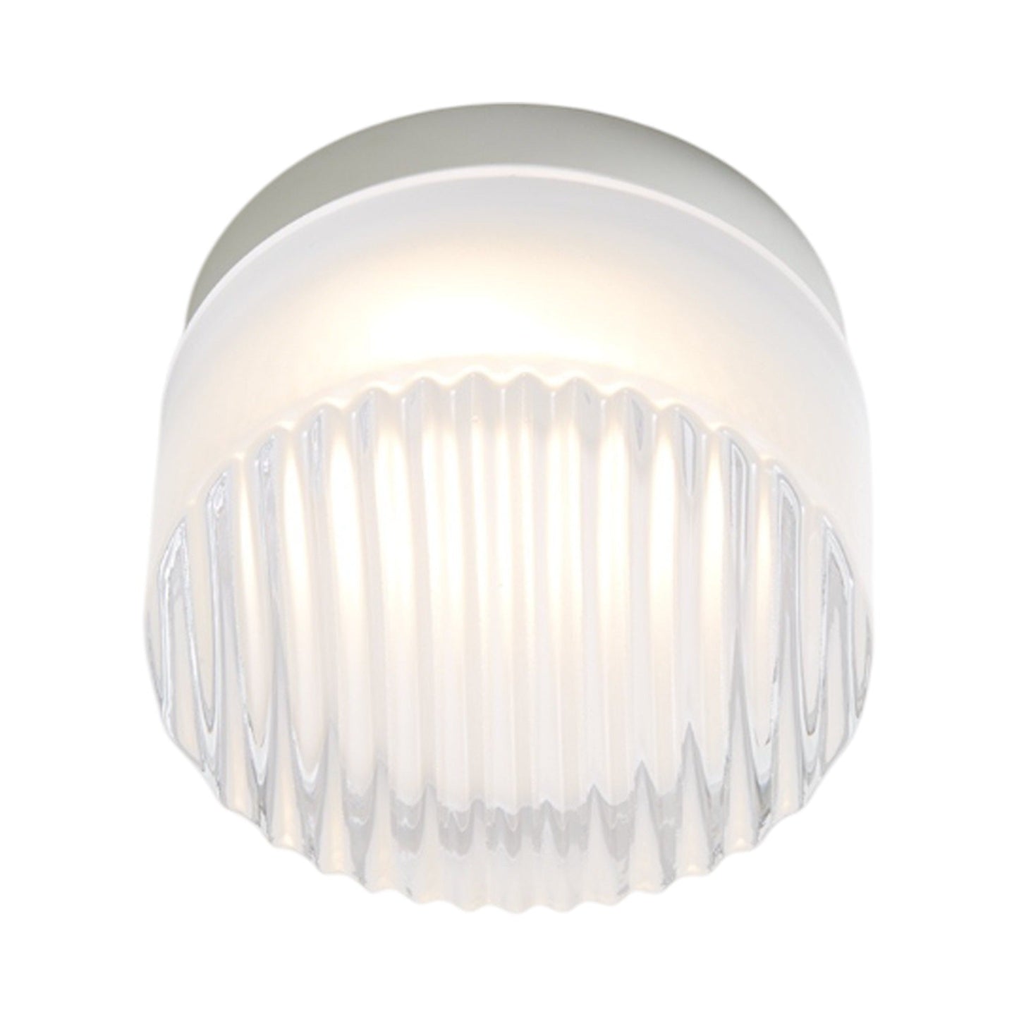 Crisp LED Flush Mount Ceiling Light in Frosted/Natural Anodized.