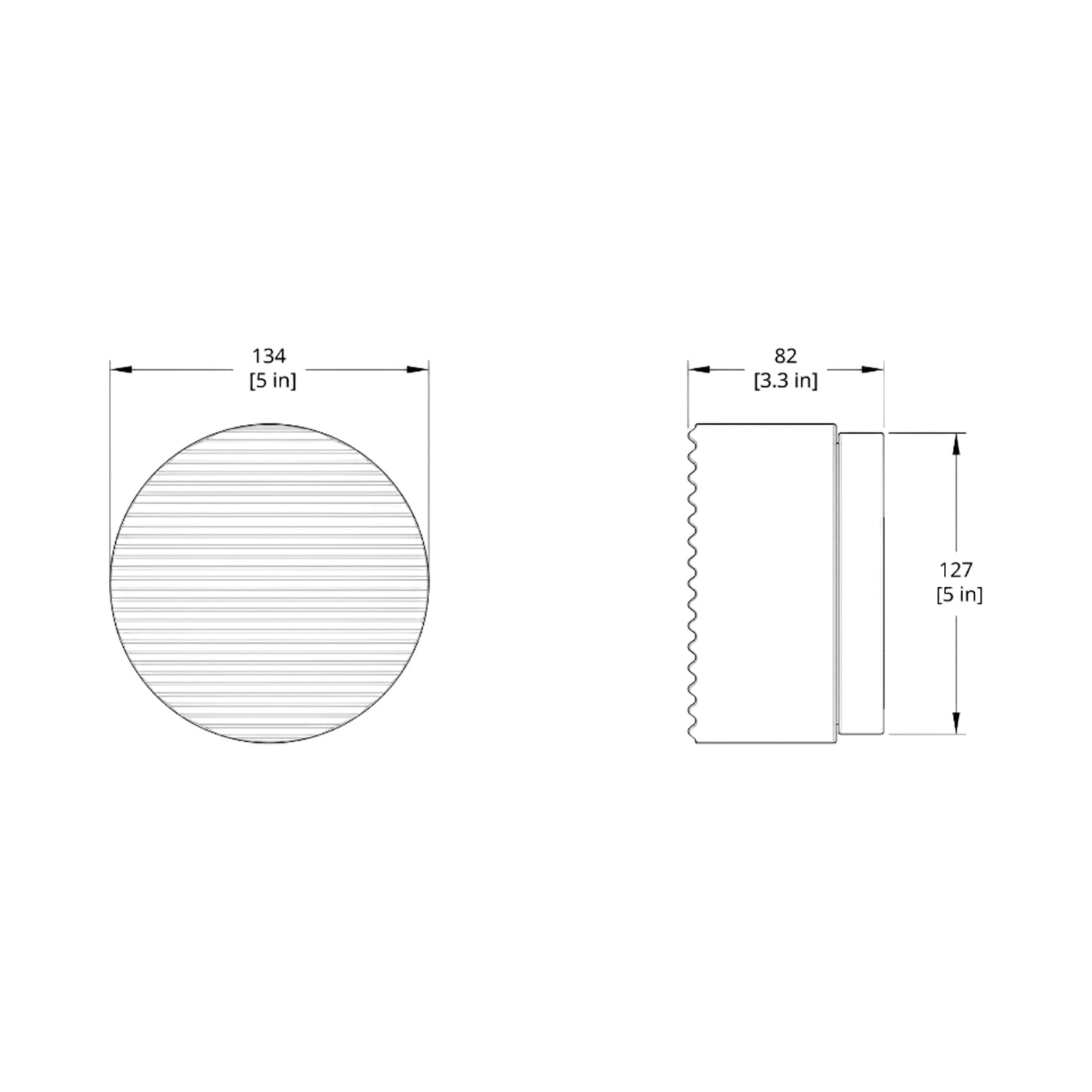 Crisp LED Flush Mount Ceiling Light - line drawing.