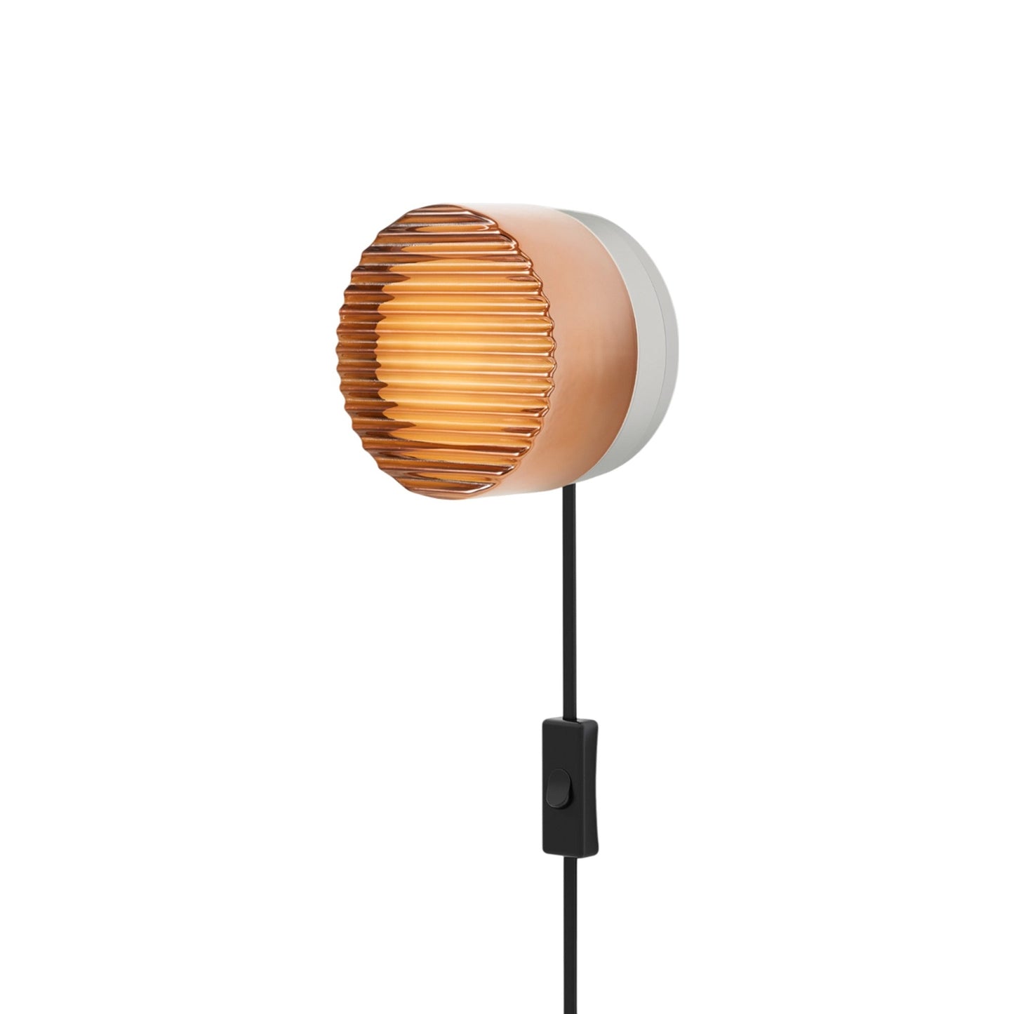 Crisp LED Plug-In Wall Light in Copper Exterior/Natural Anodized.