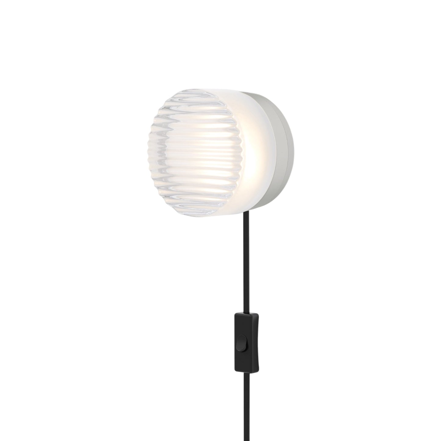 Crisp LED Plug-In Wall Light in Frosted/Natural Anodized.