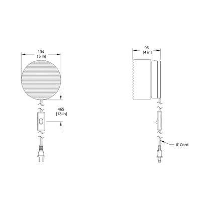Crisp LED Plug-In Wall Light - line drawing.