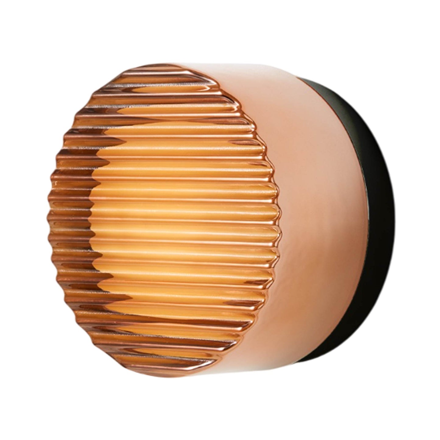 Crisp LED Wall Light in Copper Exterior/Black Anodized.