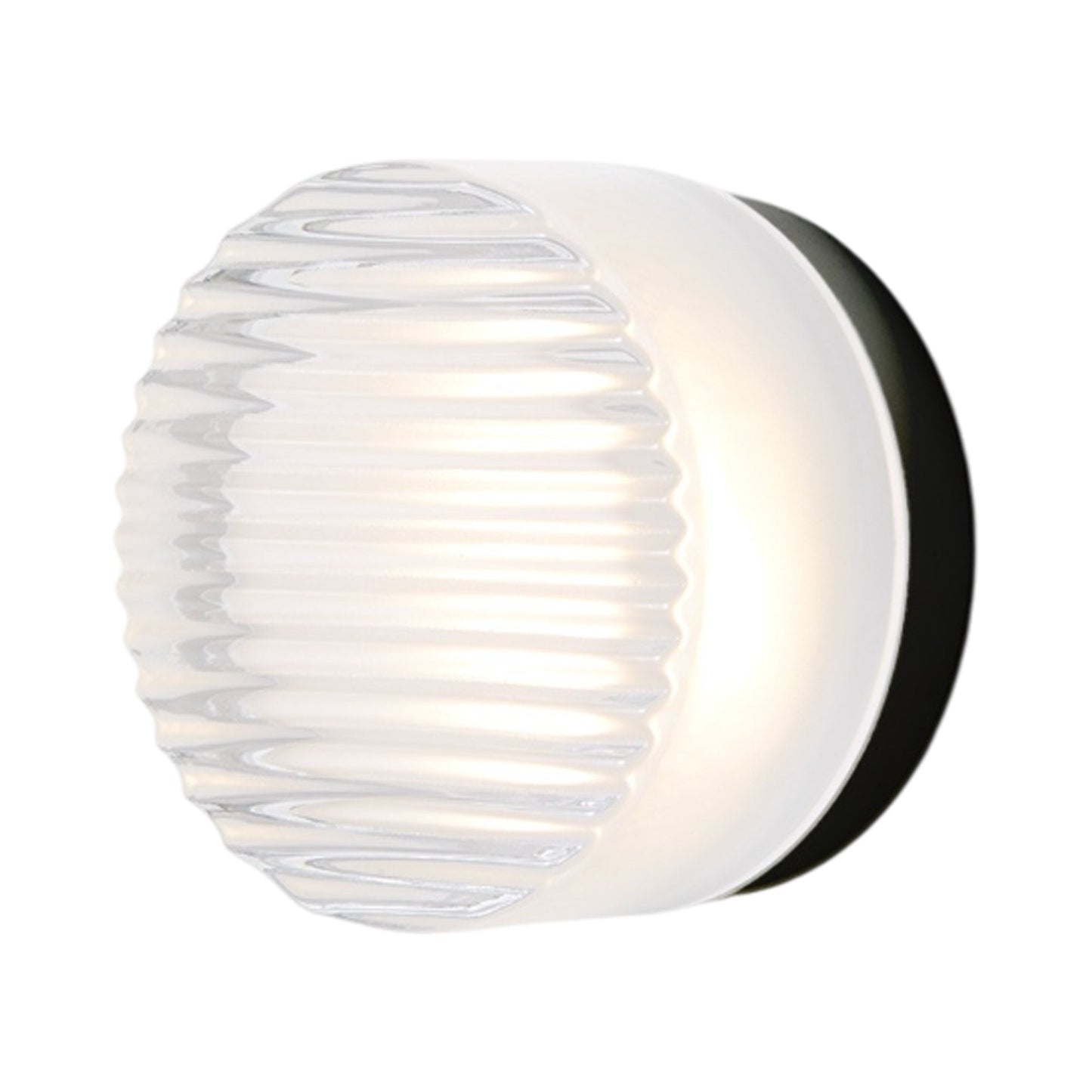 Crisp LED Wall Light in Frosted/Black Anodized.