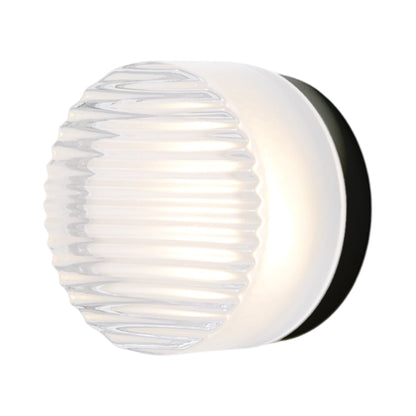 Crisp LED Wall Light in Frosted/Black Anodized.
