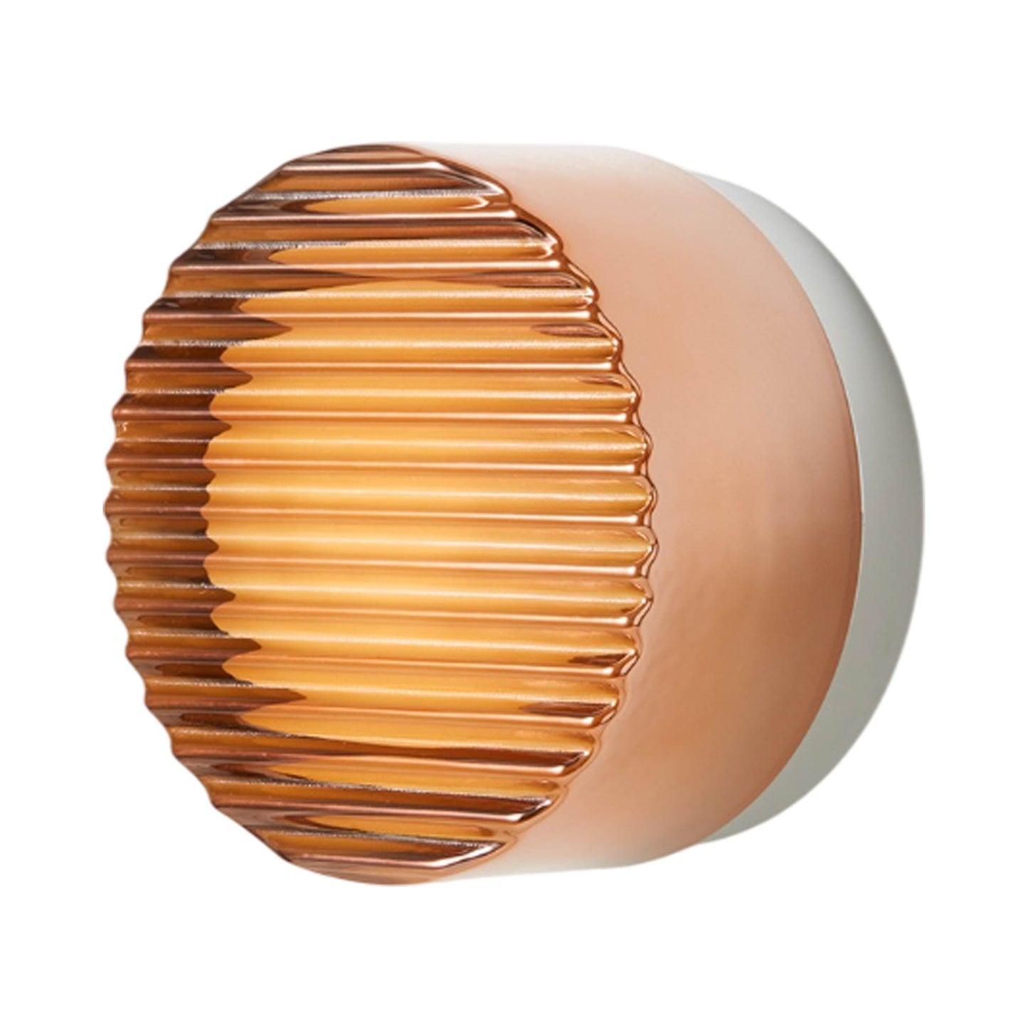 Crisp LED Wall Light in Copper Exterior/Natural Anodized.