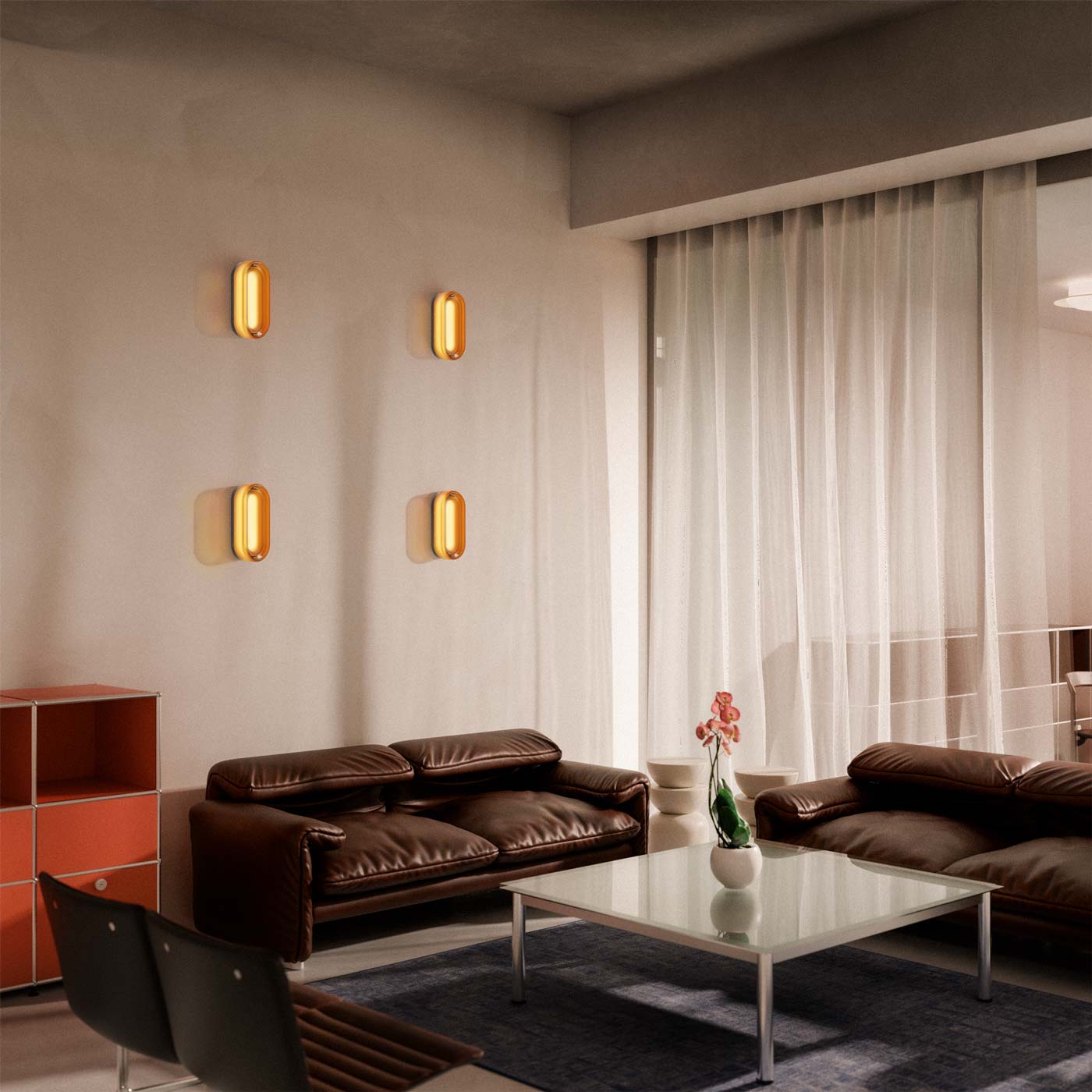 Dimple Dash LED Wall Light in living room.