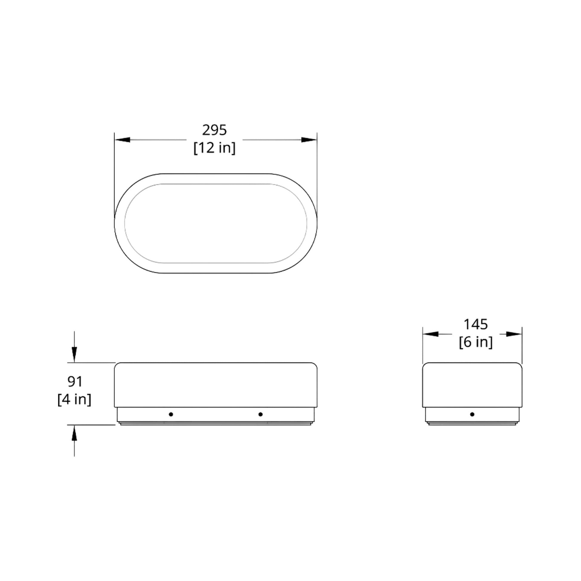 Dimple Dash LED Wall Light - line drawing.