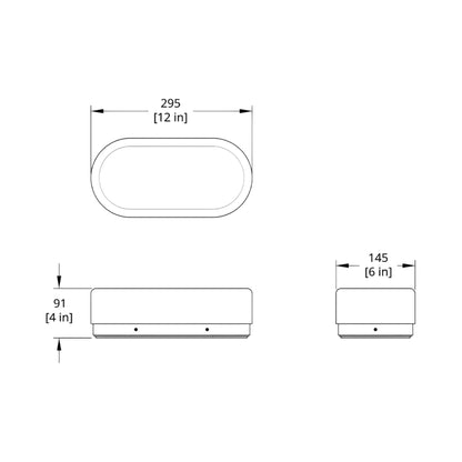Dimple Dash LED Wall Light - line drawing.