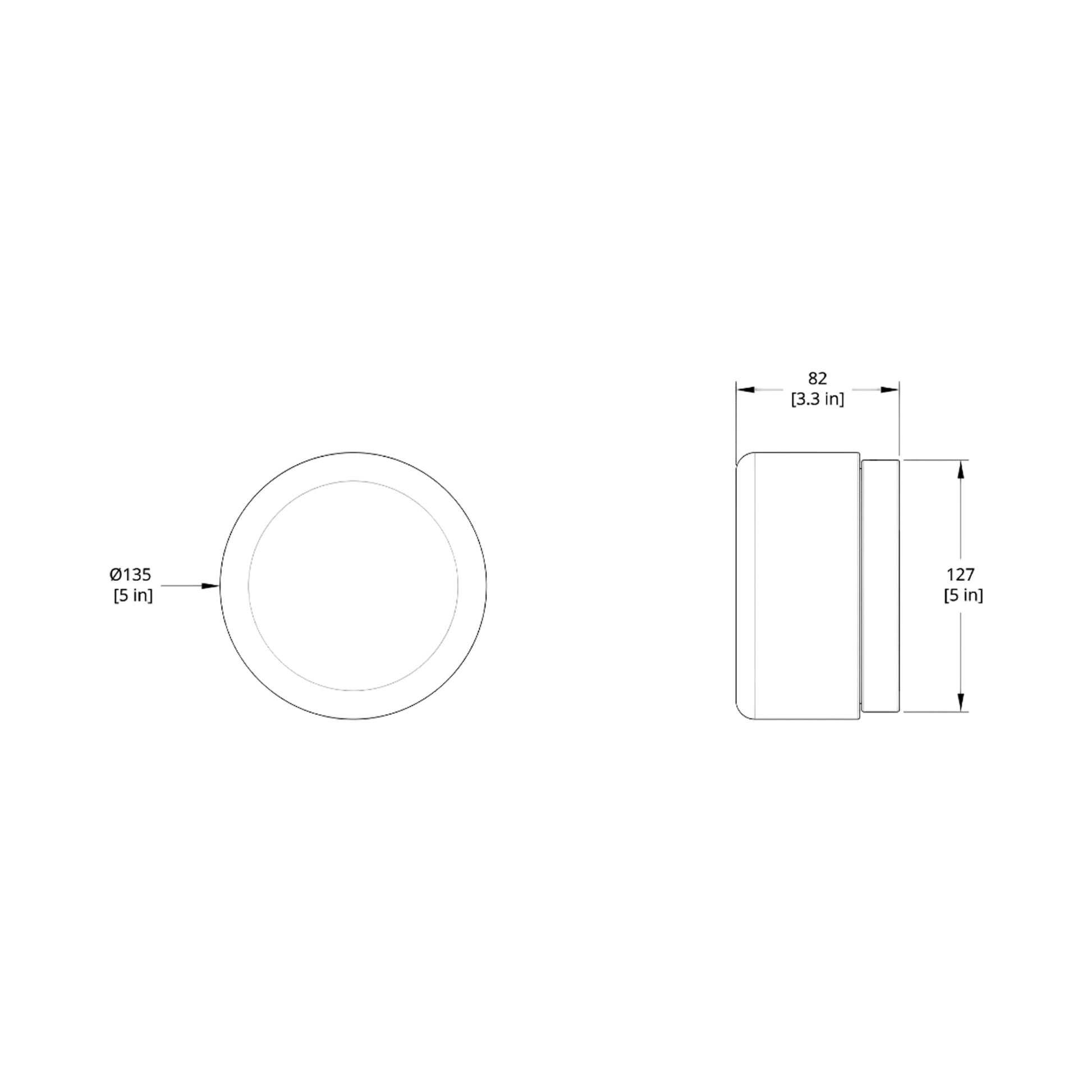 Dimple LED Wall Light - line drawing.