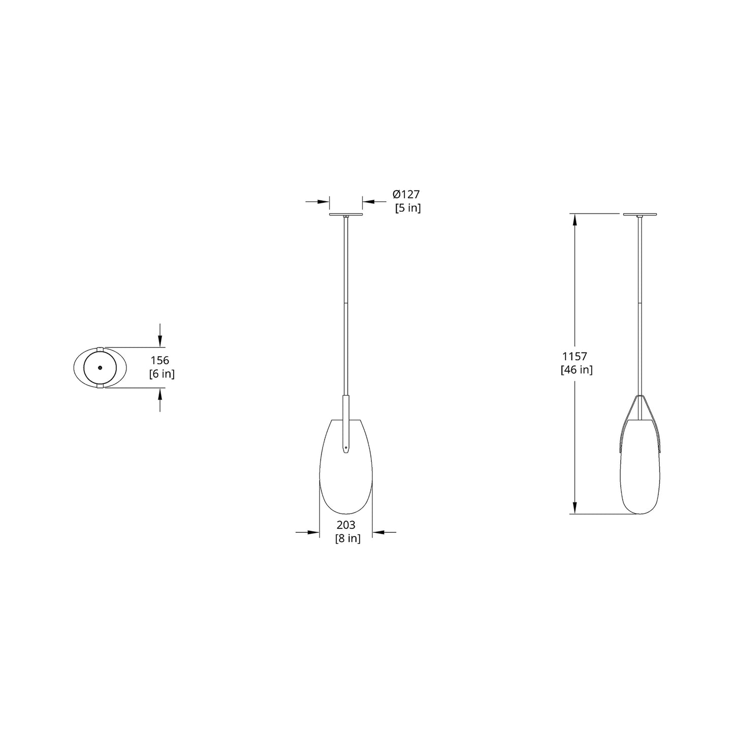 Gala LED Pendant Light - line drawing.