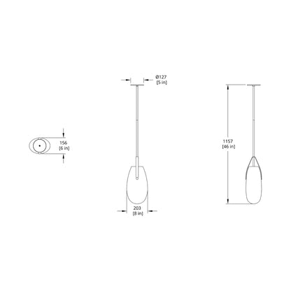 Gala LED Pendant Light - line drawing.
