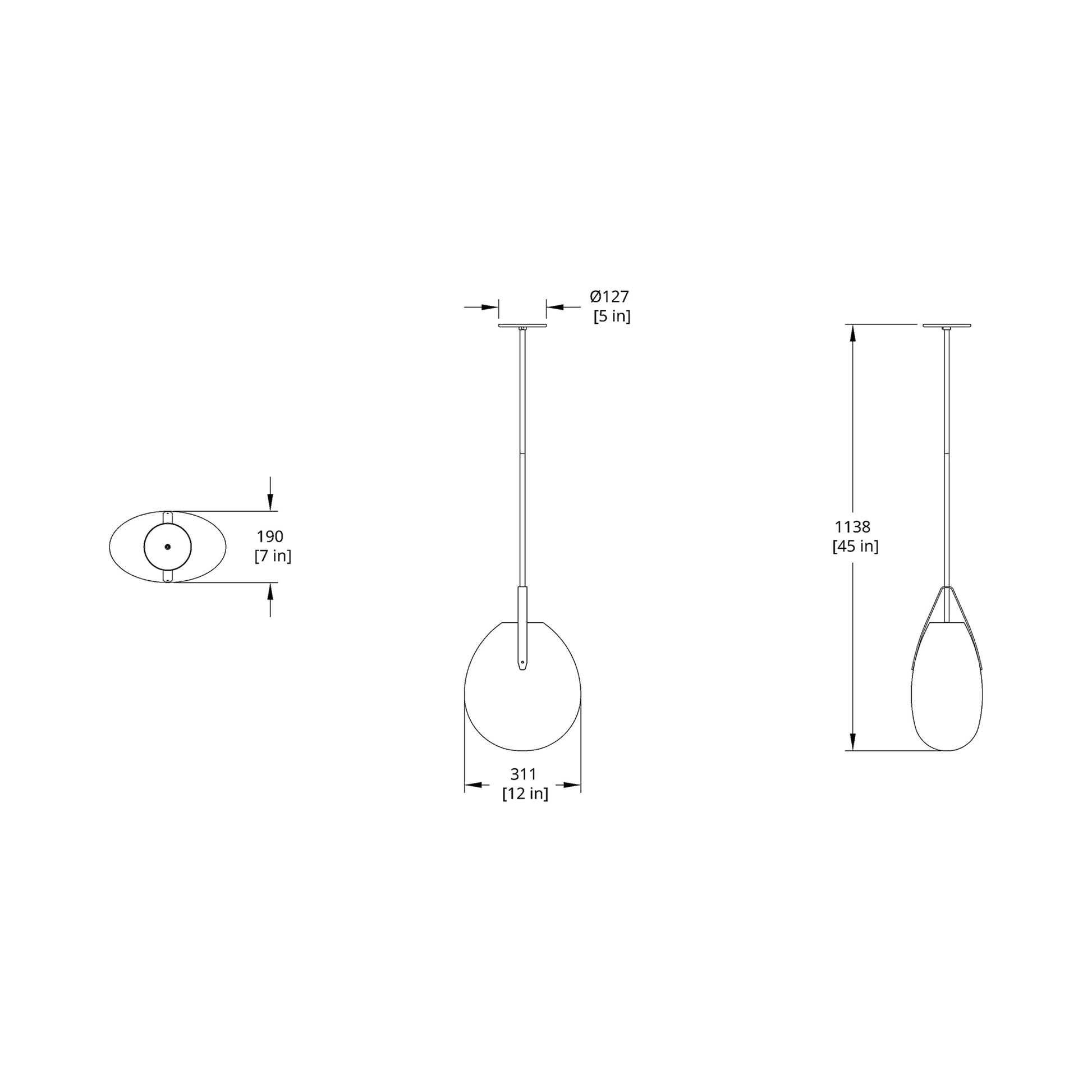 Gala LED Pendant Light - line drawing.
