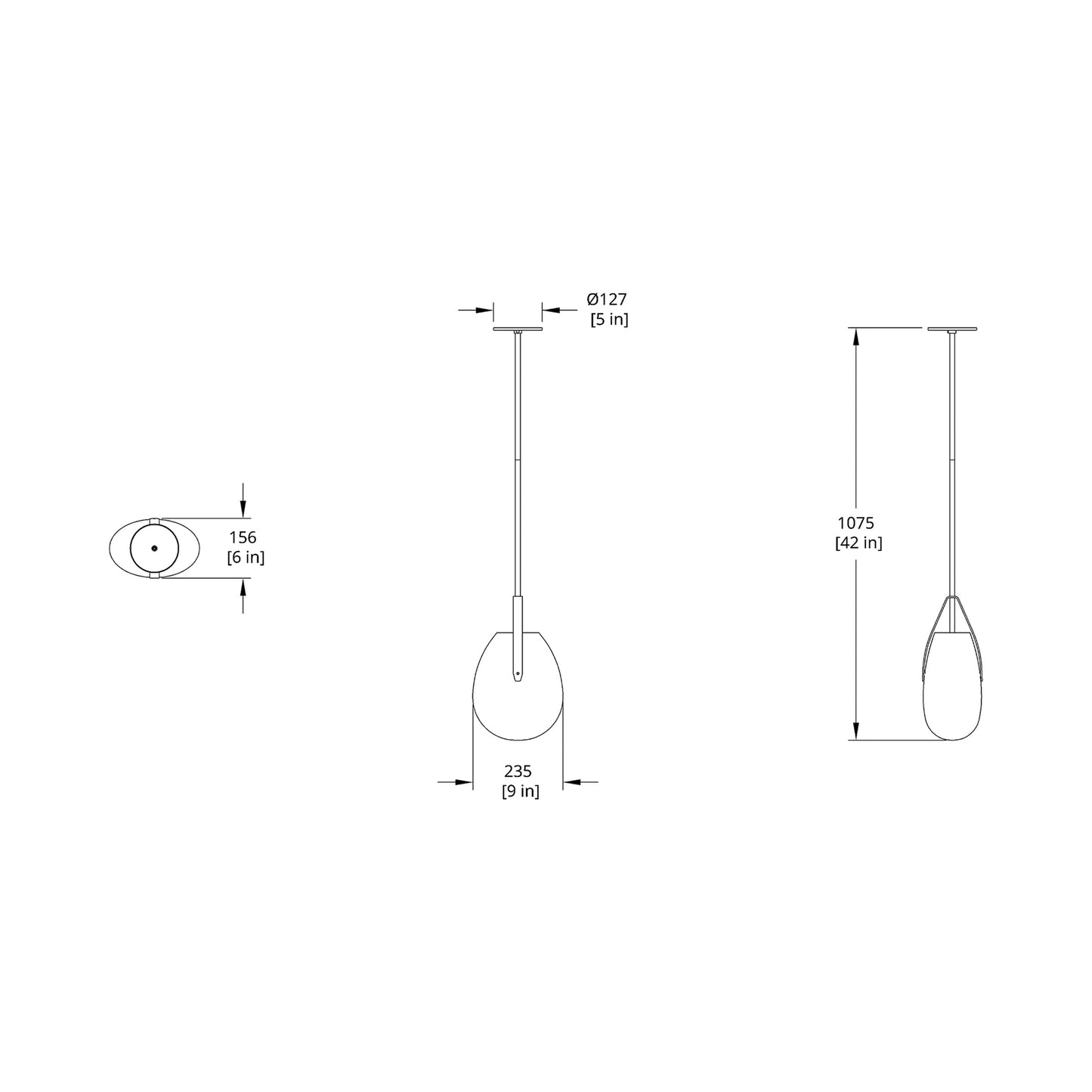 Gala LED Pendant Light - line drawing.