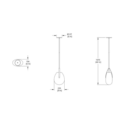 Gala LED Pendant Light - line drawing.