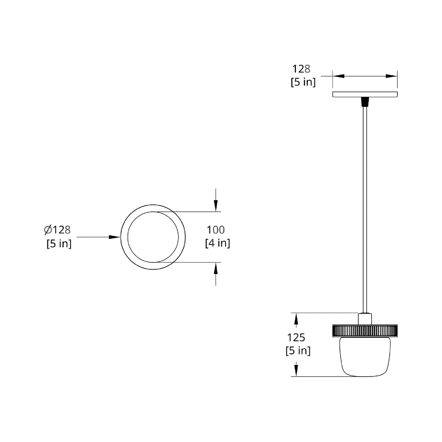 Hoist LED Pendant Light - line drawing.