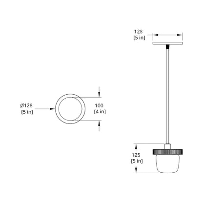 Hoist LED Pendant Light - line drawing.
