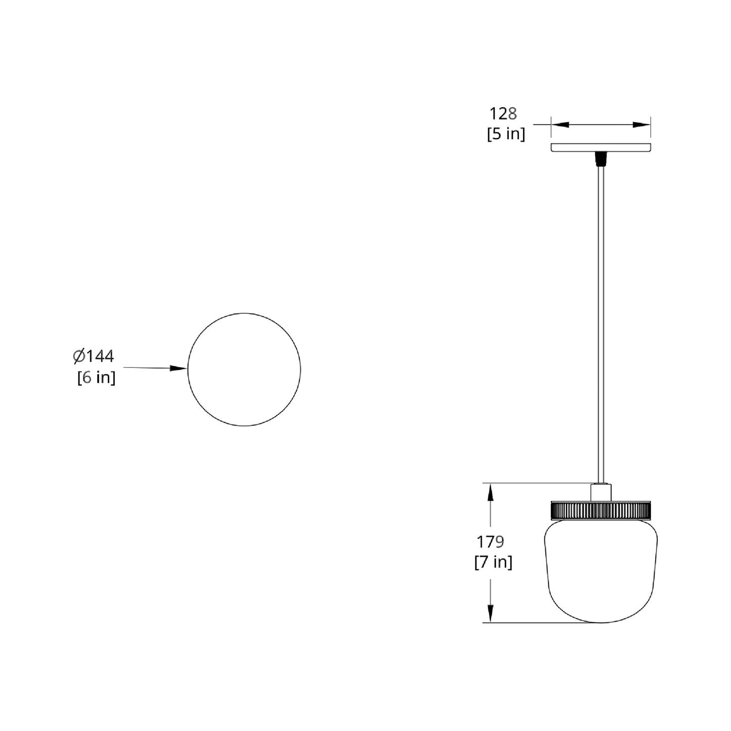 Hoist LED Pendant Light - line drawing.
