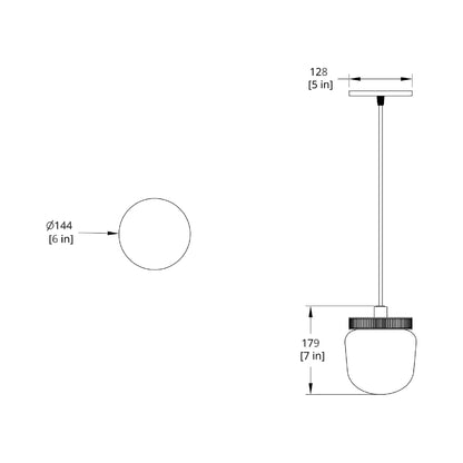 Hoist LED Pendant Light - line drawing.