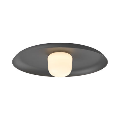 Hoist Shade LED Flush Mount Ceiling Light in Matte Black (Large).
