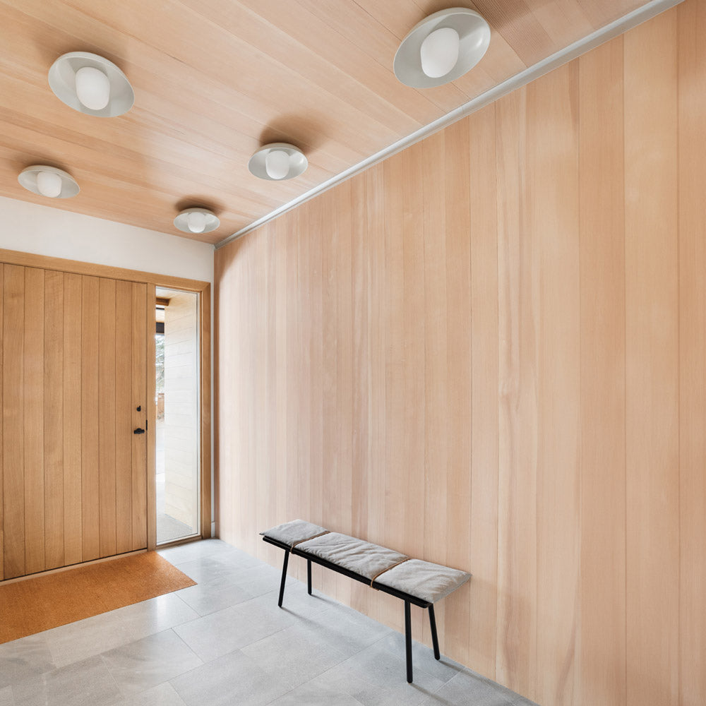 Hoist Shade LED Flush Mount Ceiling Light in hallway.