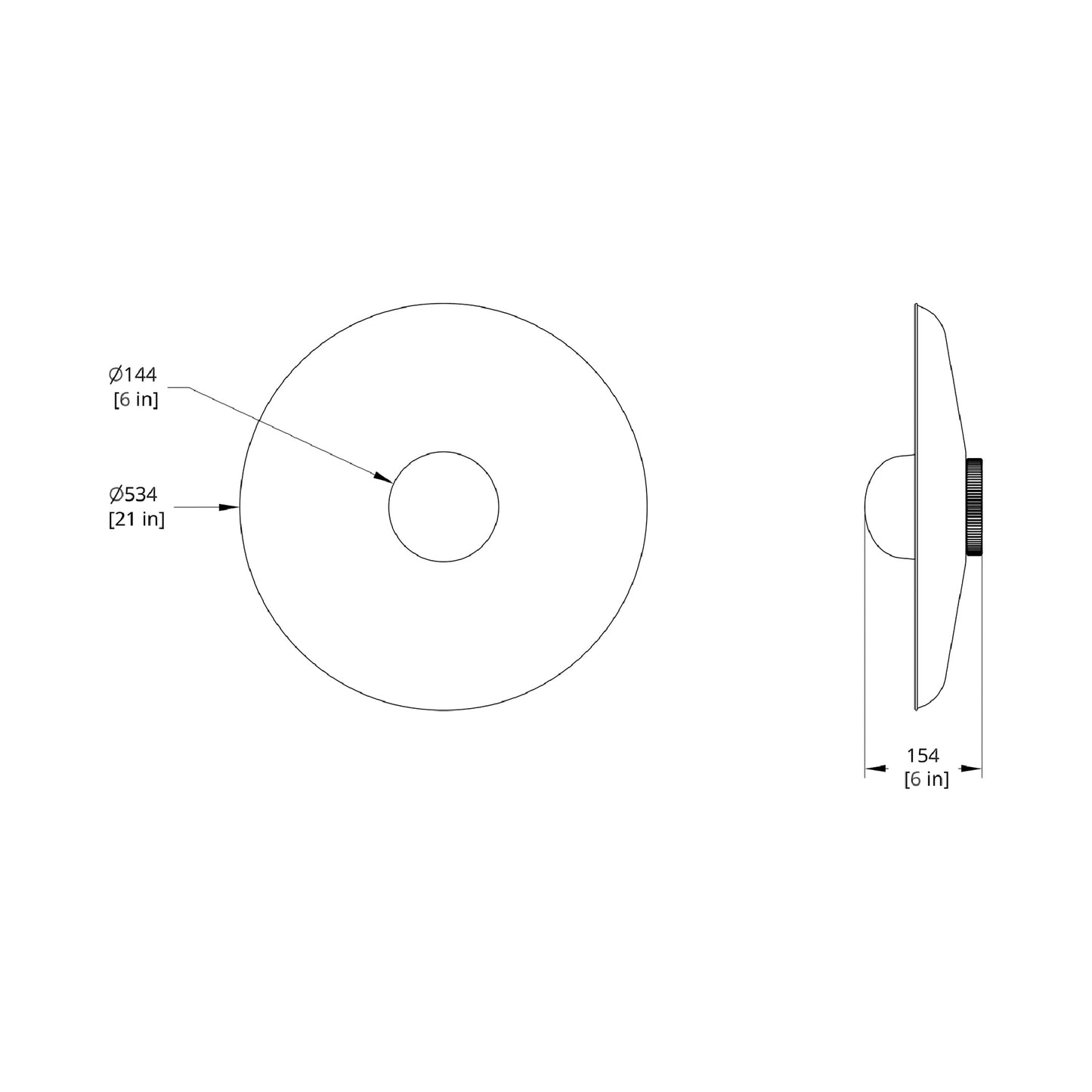 Hoist Shade LED Flush Mount Ceiling Light - line drawing.