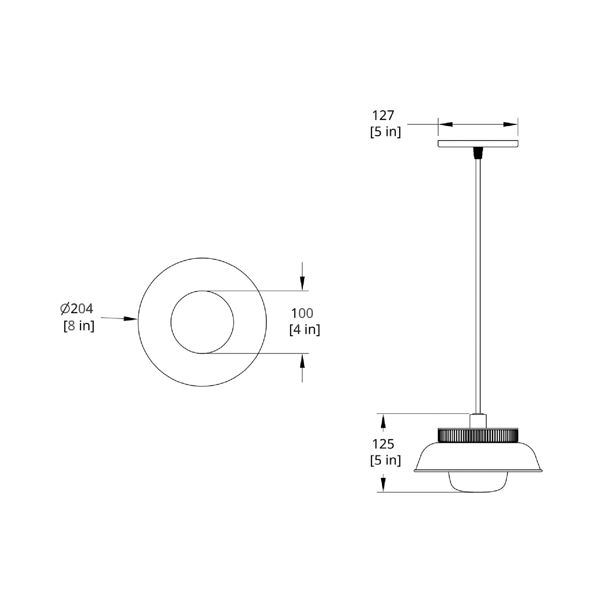 Hoist Shade LED Pendant Light - line drawing.