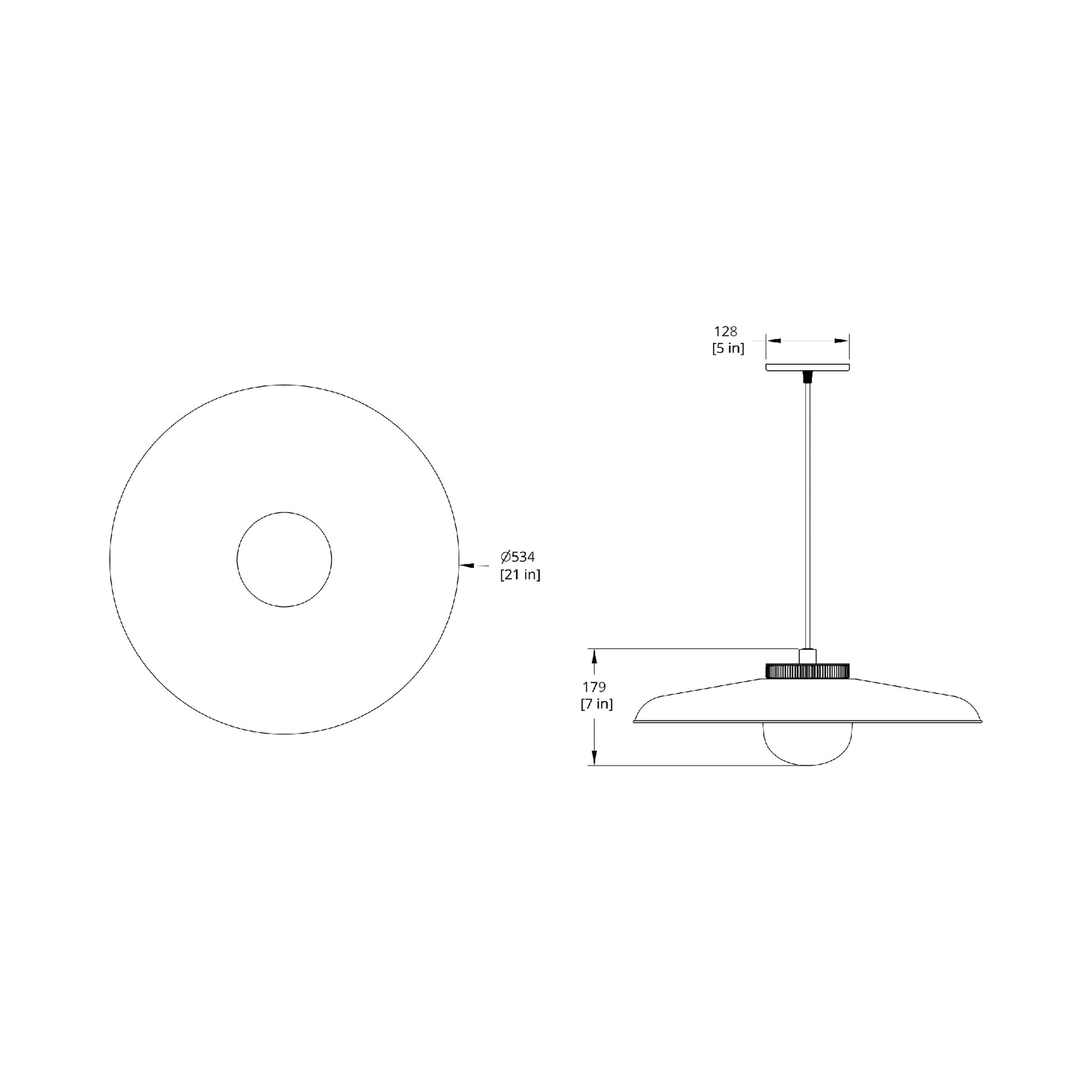 Hoist Shade LED Pendant Light - line drawing.