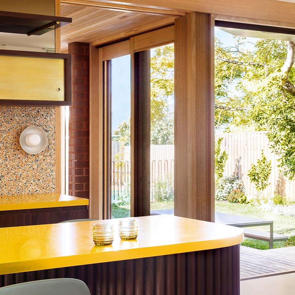 Hoist Shade LED Wall Light in kitchen.