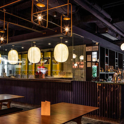 Mori Gourd LED Pendant Light in restaurant.