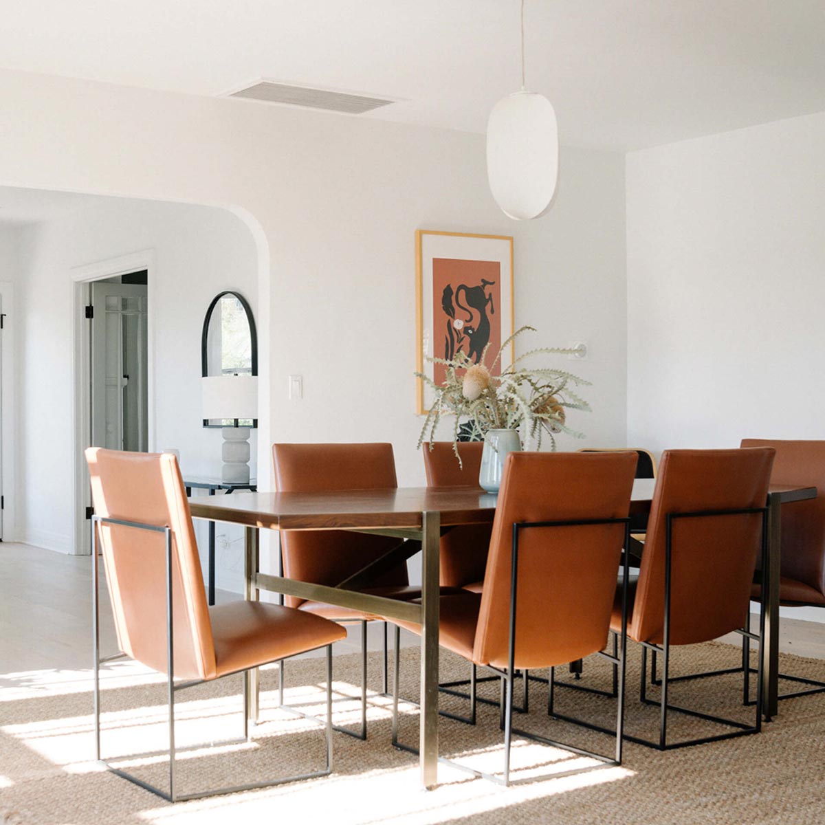 Mori Gourd LED Pendant Light in dining room.